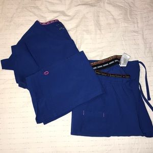 Royal Blue Silky Scrub Set
